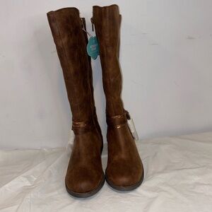 Girls Brown Calf High Boots